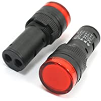Sourcingmap - 2pcs AC DC 24v 15mm led Rojo Cilindro ad16-16c Forma Ligera señal de Alarma